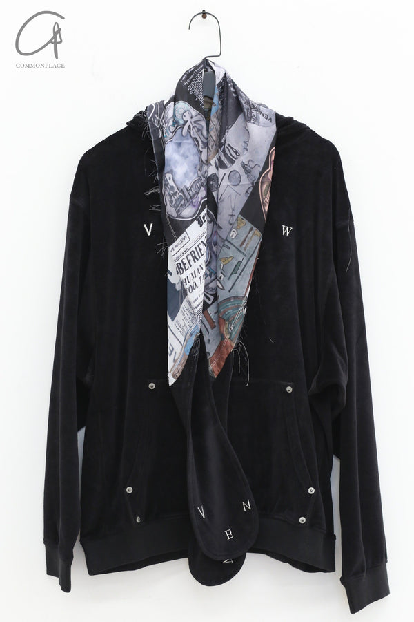 VeniceW 24 spring and summer scarf embroidered hoodie HDOV-A1 black